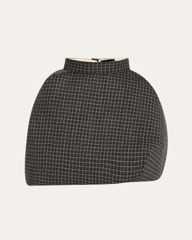 Windowpane Check Padded Bubble Skirt